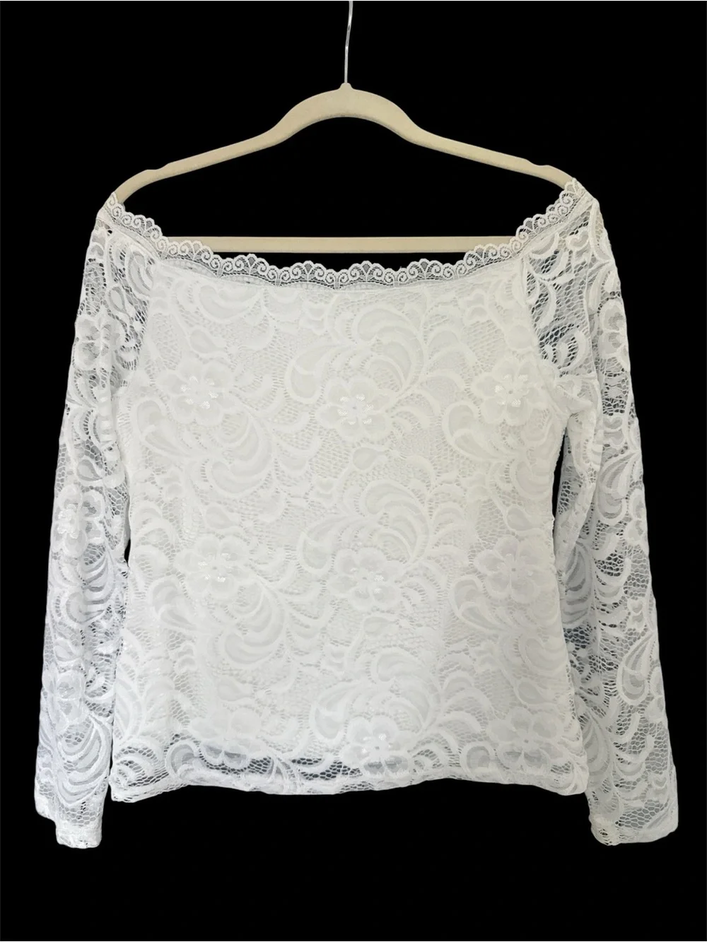 Classic Off-Shoulder White Lace Top